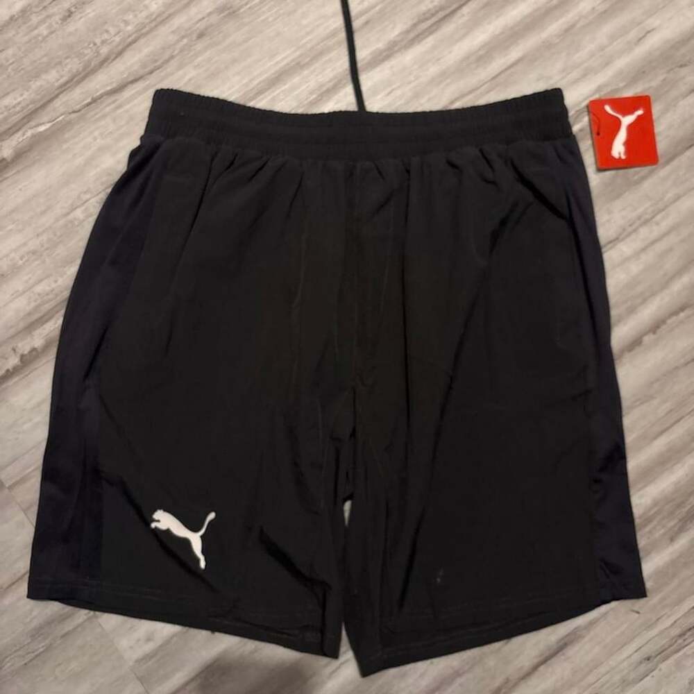 Puma Black Athletic Shorts with White Logo